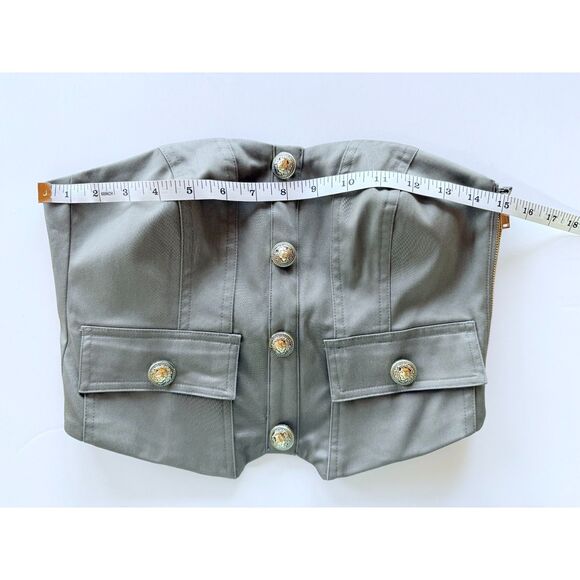 NWT Generation Love Susanna Gabardine Strapless Cropped Vestier Olive Green XS - Picture 15 of 16